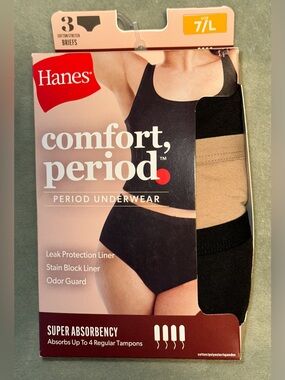 Hanes 7 L Period Underwear - Briefs Super Absorbency